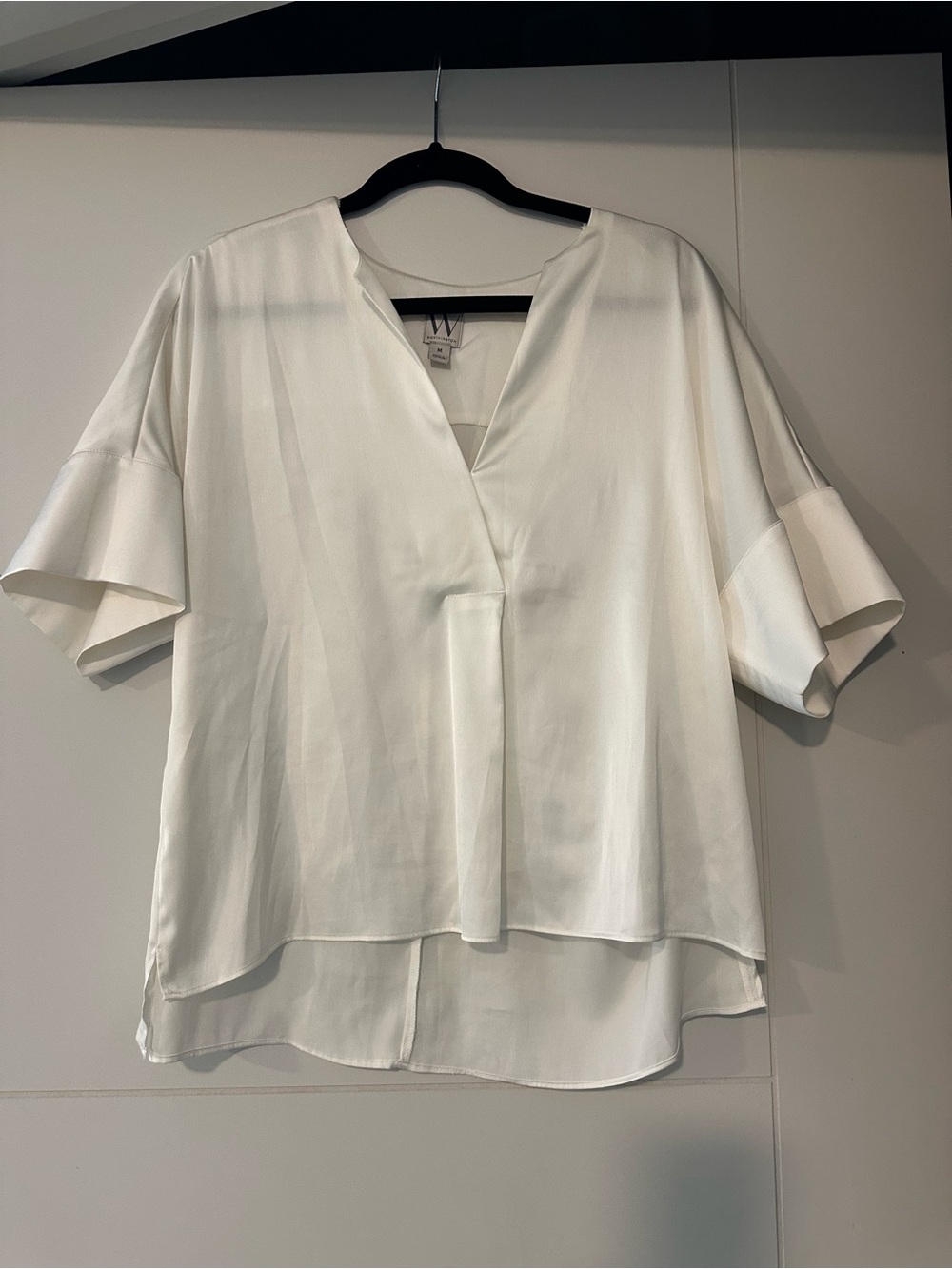 Worthington Cream Layered V-Neck Flutter Sleeve Blouse